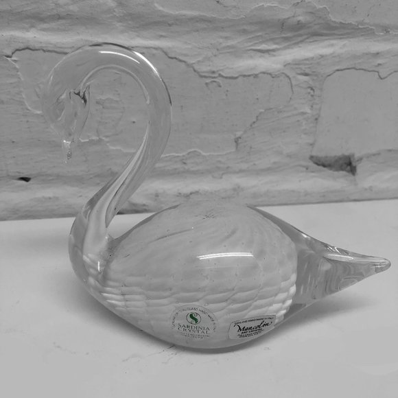 Sardinia Crystal Hand Blown White Swan Marcolin Made in Italy Paperweight - Picture 1 of 4